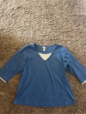 Christopher & Banks Blue Layered V-Neck Long Sleeve Tee